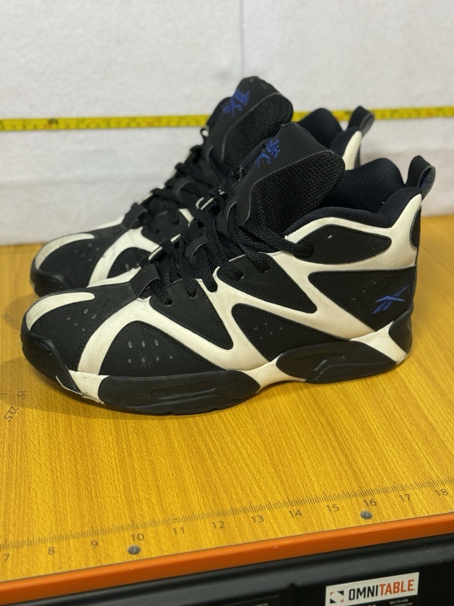 Reebok Mens Kamikaze 1 Mid Black White Blue V61797 Basketball