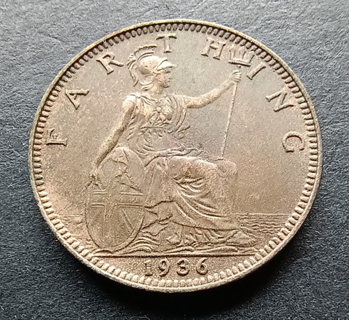 1936 Farthing - King George V - British Bronze Coin - 第 2/2 張圖片