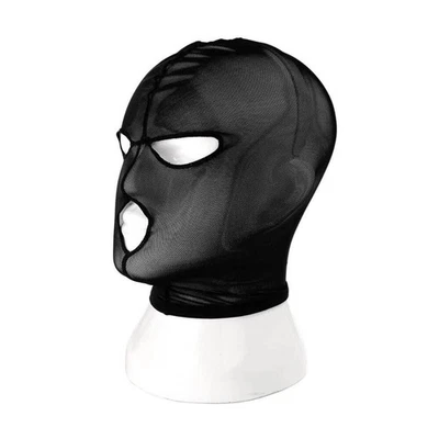 See-through Black Lace Full Face Hood Elastic Cosplay Mask Headgear Party - Image 1 of 4