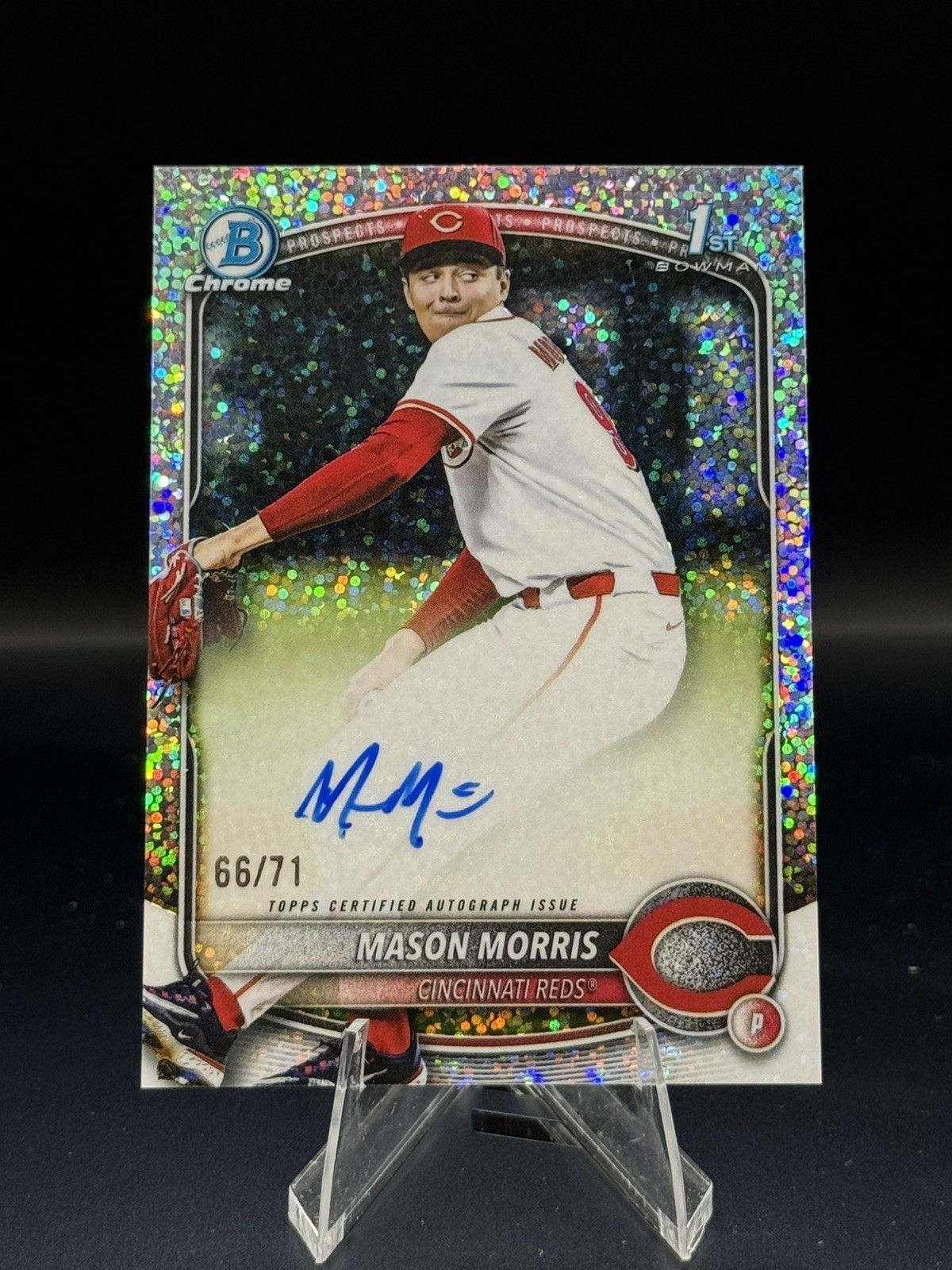 MASON MORRIS 2025 BOWMAN CHROME DRAFT 1ST SPARKLE REFRACTOR AUTO /71