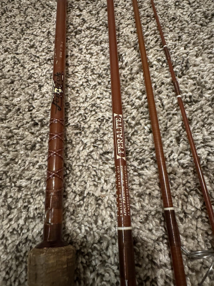 Vintage Fenwick Ferralite Fiberglass Fly Fishing Rod 7' with original  rod sock - Image 2 of 4