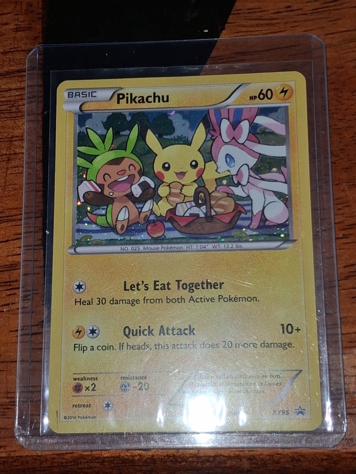 2016 POKEMON XY BLACK STAR PROMO #XY95 PIKACHU HOLO  Rare!! Let's Eat Together.
