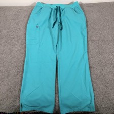 FIGS Kade Cargo Scrub Pants Womens XL Teal Blue Green Poly Stretch STAINS