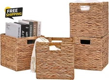 Wicker Storage Cubes 11.2X11.2X11.2Inch Cube Baskets Set of 4 Pcs,Collapsible