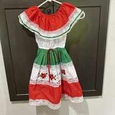 Childs Cinco de Mayo Fiesta Mexican Heritage Dress Girls Halloween Costume