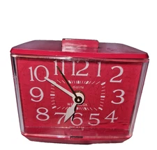 Vintage WESTLOX RED Electric Alarm Clock Sizzler Drowse Dialite