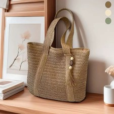 Rattan Summer Bag Elegant Straw Woven Handbag Design Beach Bag Shoulder Tote Bag
