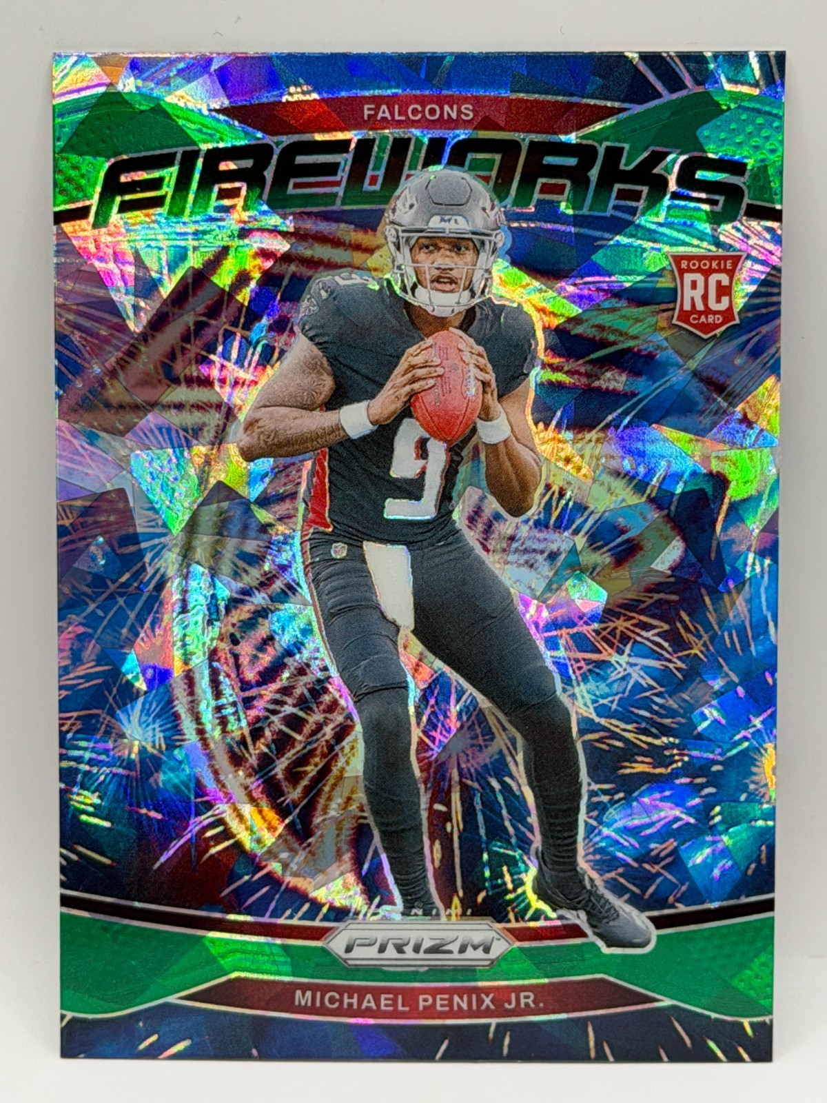 2024 Panini Prizm Fireworks Green Ice Prizm #16 Michael Penix Jr. RC
