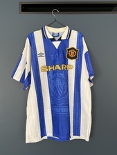 Rare Manchester United 1994-96 Umbro Sharp Retro Soccer Away Jersey Size XL