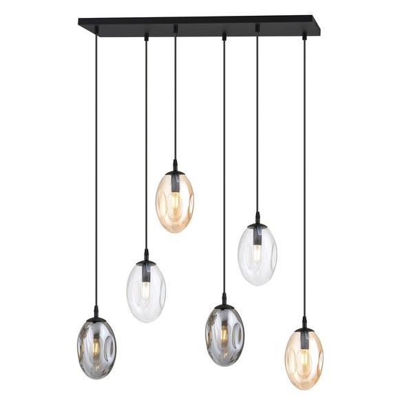 Moderne HäNgelampen 6X10W/E14 IP20 In Schwarz Schwarzgrau Honigsüß Transparent-image