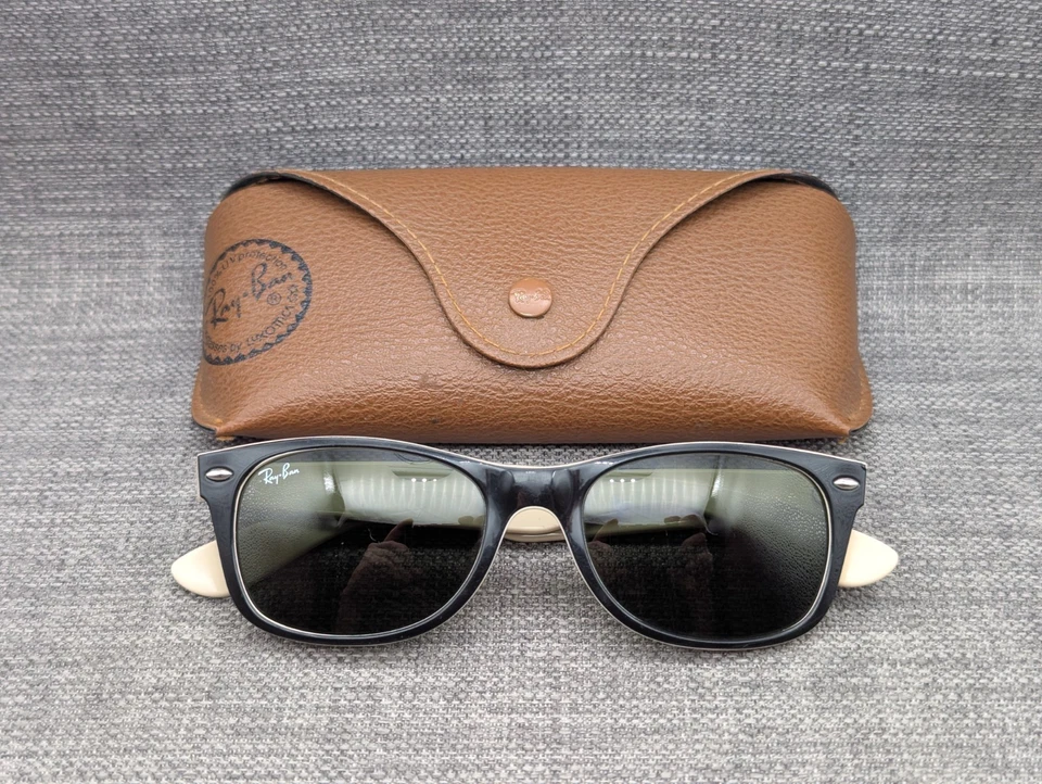 Ray-Ban New Wayfarer Sunglasses RB2132 52mm Black / Beige / Brown, photo 1 of 5