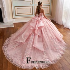 Pink Dresses Ball Gown Dresses Bow Sweetheart Appliques Pleat Occasion Dress  