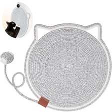 Cat Scratcher Mat, Natural Cotton Rope Cat Scratch Pad, 15.7'' Round Horizont...