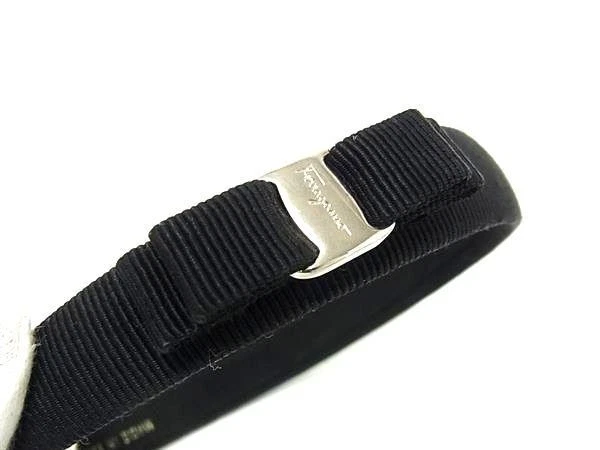 Diadema con cinta Salvatore Ferragamo Vara - Lona negra, para mujer Foto 2 de 4