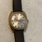 Vintage Timex Electric  Gold Plated Dial Date Men’s Watch,  Brown Leather Band