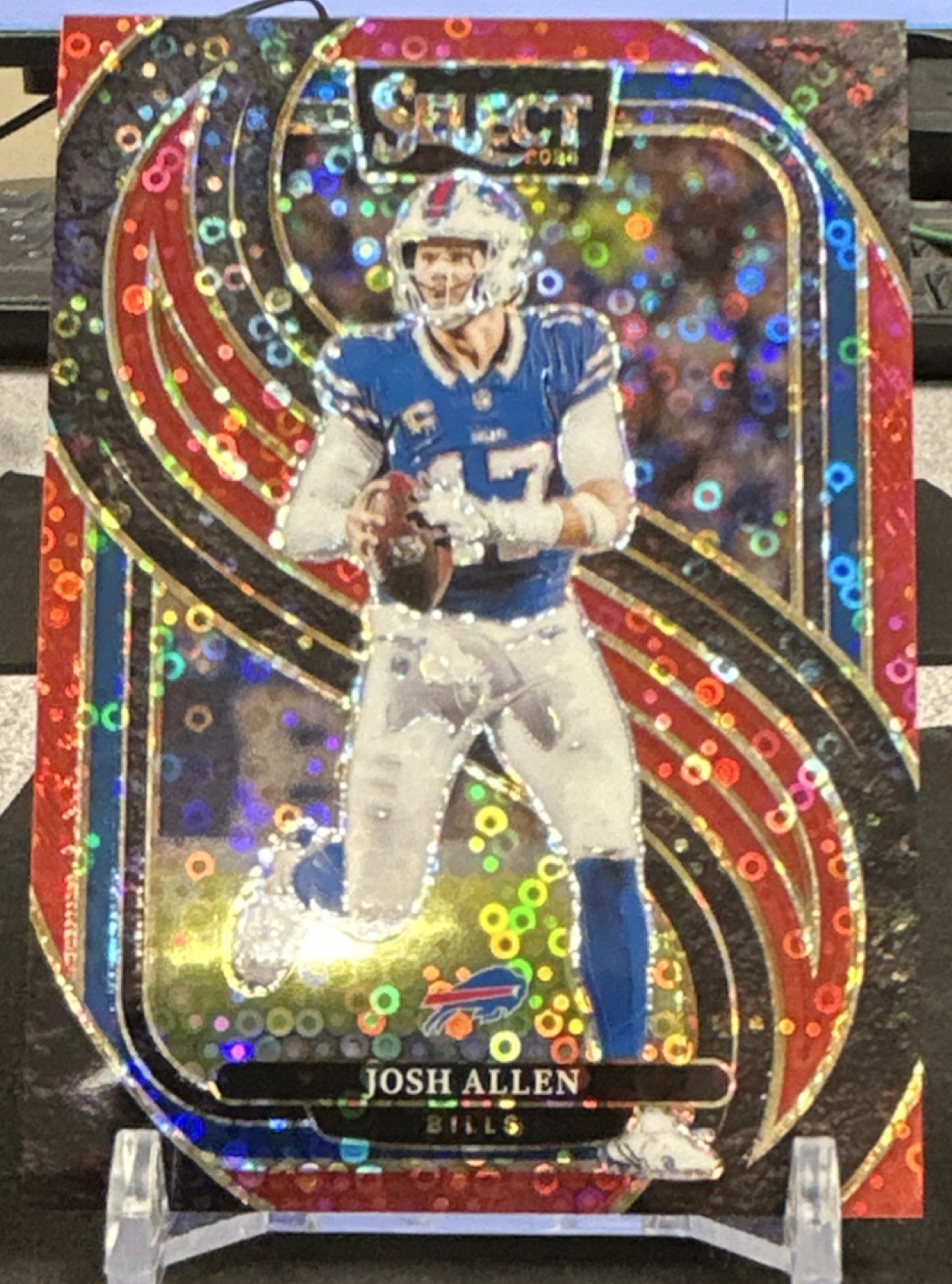 2024 Panini Select Josh Allen #122 Bills Red Disco Prizm Premier level 4 /49