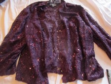 NWT Alex Evenings Women Jacket 3/4 Sleeve Sheer Sequins Purple Size 24W