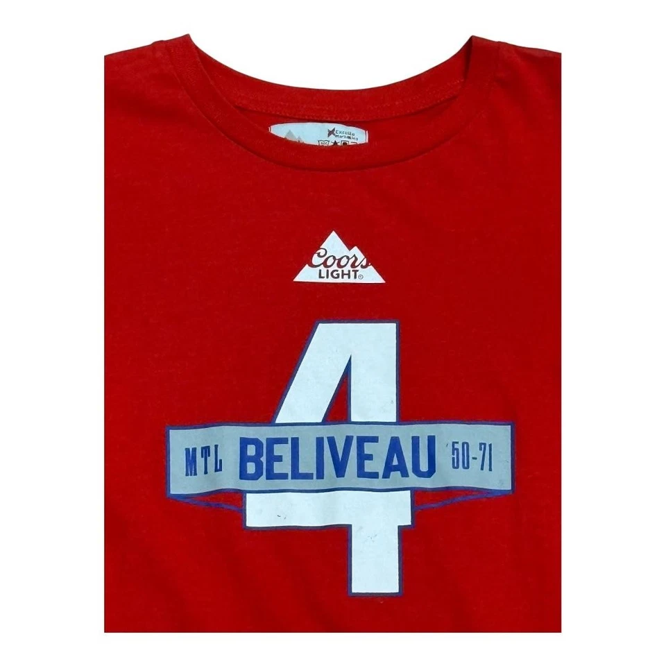 Camisa Montreal Canadiens Para Hombres Grande Jean Bellevel 4 Camiseta de Hockey Coors Light NHL Foto 2 de 4