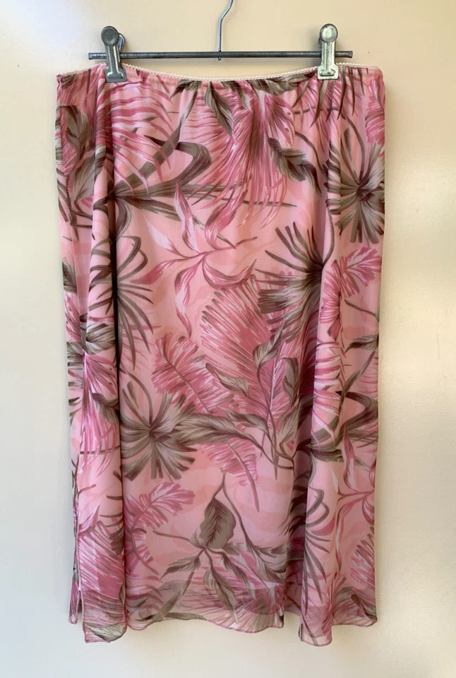 Crossroads Size 14 Womens Y2K 90s Vintage Straight Floral Pink Skirt Pull On - image 2 of 4