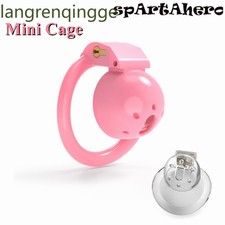 Pink Mini Sissy Chastity Cage Devices with 5Size Rings Set Cage Bandage for Male