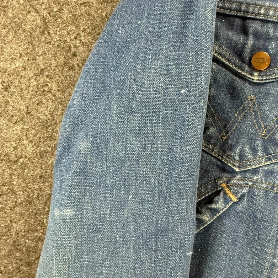 Chaqueta Denim Wrangler 124MJ Hecha en EE. UU. Etiqueta Arco Iris Abrigo Western Rancher XS Foto 4 de 4