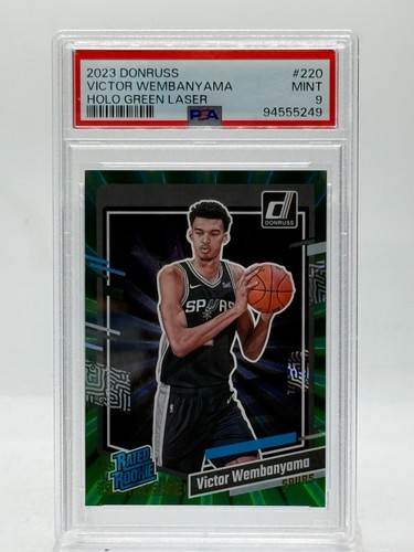 2023 Panini Donruss Rated Holo Green Laser VICTOR WEMBANYAMA (PSA MINT 9) RC