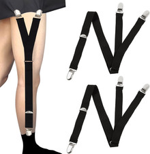 2-Pack Men  s Adjustable Shirt Stays Garter with Anti-Slip Clips for Dress Shirts