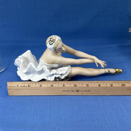 Ballerina Dying Swan 2 Figurines Andrea by Sadek 7888 Lg Porcelain Vintage - Picture 13 of 24