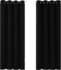 Deconovo Blackout Curtains Bedroom Thermal Black Curtains 46"x 54" 1 Pair