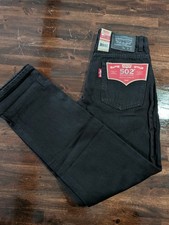 LEVI'S 502 Black Jeans Boys 14 REG 27x27 REGULAR TAPER Stretch Pants New NWT 