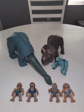    1987 Playskool Definitely Dinosaurs Lot of 7 Blue Apatosaurus Triceratops Vtg