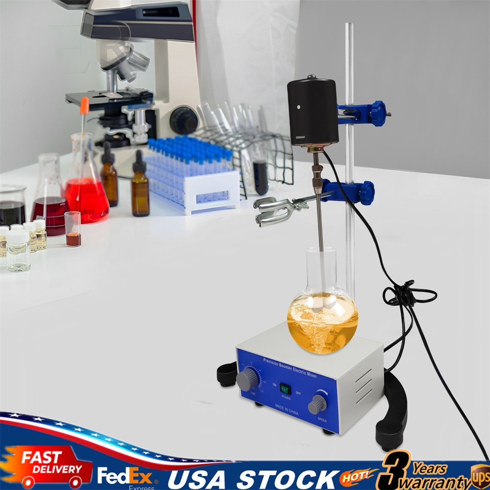 Overhead Lab Stirrer, 100W 2800 RPM, 2.64 Gal Capacity, Digital Timer, 0-120 Min