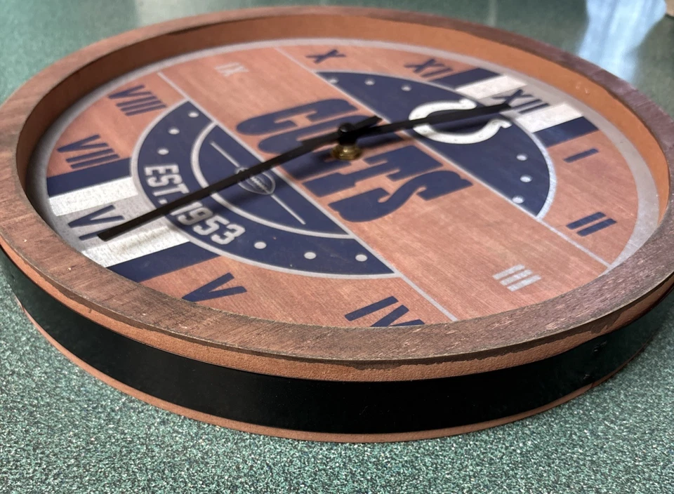 Indianapolis Colts Logo Barrel Wall Clock Wooden - Man Cave Office Decor NEW - Image 2 of 4