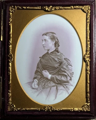 rare 1/4 plate pink Opalotype, milk glass ambrotype