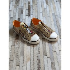 Ed Hardy Women's 6 Rare Vintage Y2K Gold Tiger Slip On Sneakers