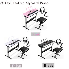 61 Key Portable Electronic Keyboard Piano Microphone w/ Stand Sticker 3 Colors