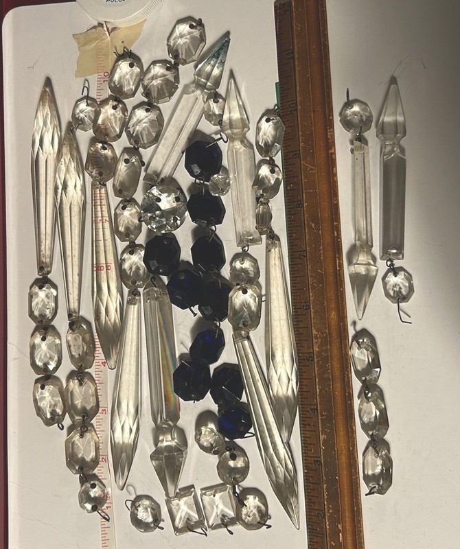 Vintage Spear Tip Crystal Chandelier Prism Lot Cobalt Blue Varied Shapes