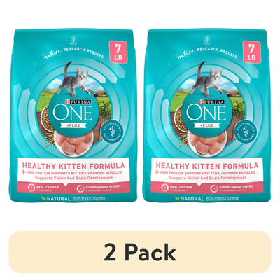 (2 pack) Purina ONE Plus, Healthy Kitten Formula, Dry Kitten Food, Chicken, 7 lb