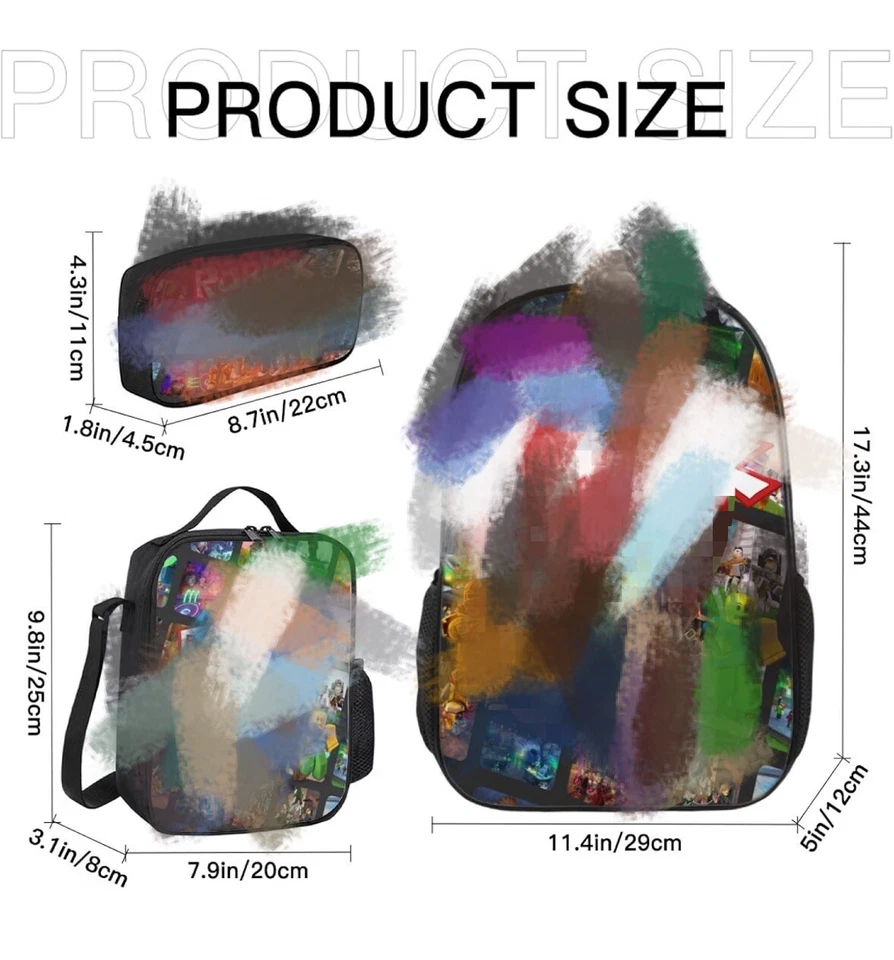 Mochila Roblox Roblox 3 peças mochila 17 polegadas mochila de viagem casual - Imagem 3 de 4