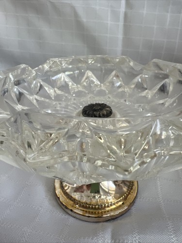 F.B. Cenicero de cristal vintage plateado Rogers con pedestal hecho en Italia - Imagen 6 de 14