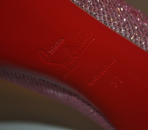 NIB Christian Louboutin DECOLTISH 100mm Pointy Pump Shoe PINK Glitter EUR 37 - Picture 11 of 12