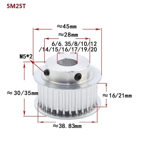 HTD-5M 10T-72T Timing Belt Pulleys Pitch 5mm With Step Width 21mm Drive Pulley - Picture 16 of 26