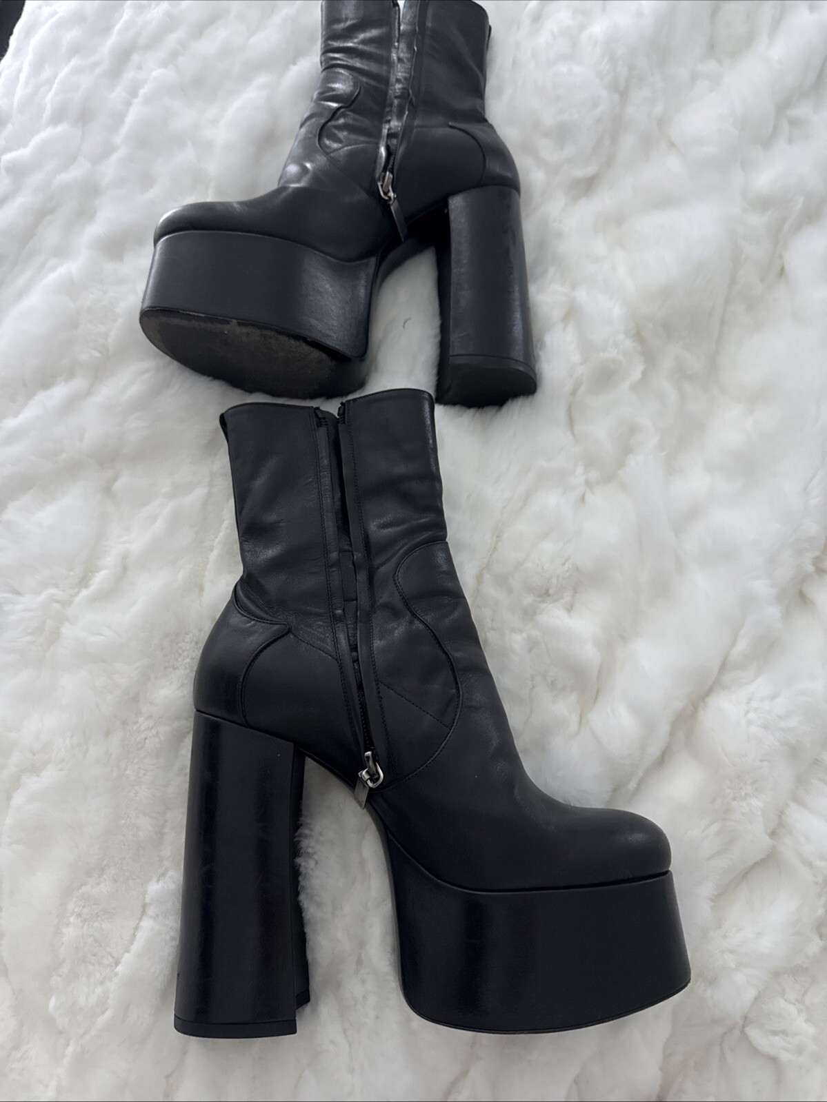 Saint Laurent Billy stivaletto nero in pelle plateau con tacco taglia EU 38