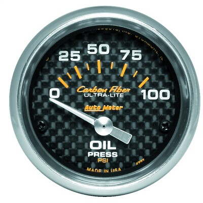 #ad Auto Meter 4727 Carbon Fiber Electric Oil Pressure Gauge 0 100 psi 2 1 16 52mm $114.69