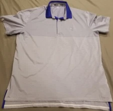 RLX Ralph Lauren Polo Shirt Mens XL Blue White Stripe Preppy Performance Golf