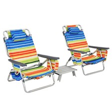 2er Set Campingstühle mit Alu Tisch Strandstuhl klappbar & 5-fach verstellbar