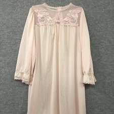 Vtg Henson Kickernick Pale Pink Long Nightgown SZ Small Long Sleeves