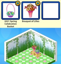 2021 Webkinz 2-pc SPRING CELEBRATION: Basket stores food Bouquet of Lilies