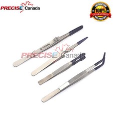 Pack of 4 Tweezers Rubber Coated Tips PVC Non Marring Jewelry Hobby Craft Work