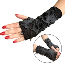 Halloween Women's Punk Fingerless Gloves Gothic Arm Warmer Cosplay Gloves